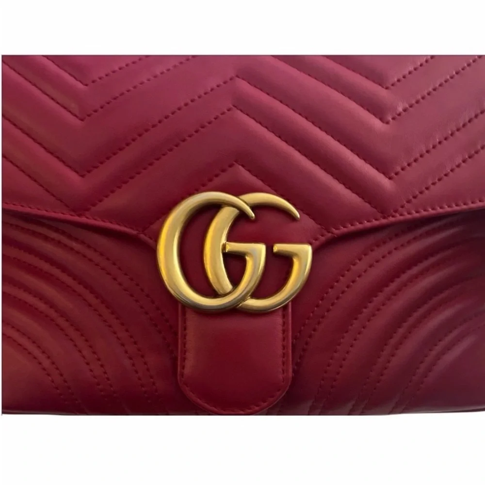 Gucci Red Quilted GG Shoulder Bag with Gold Hardware - Picture 3 of 15